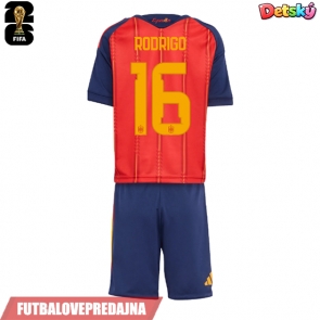 Lacne Dětský Futbalové dres Španielsko Rodri Hernandez #16 MS 2026 Krátky Rukáv - Domáci (+ trenírky)